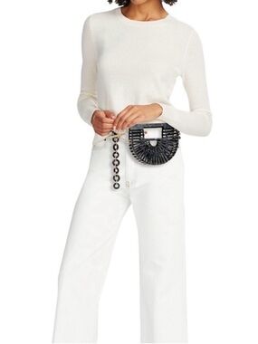 Cult Gaia Arch Nano Belt Bag in Black Acrylic with Chain Strap